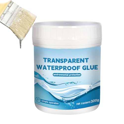Sellador Impermeable - 300g Adhesivo Reparador Transparente,Pegamento Antifugas con Guantes y Cepillo para Interiores Exteriores Techos Paredes Baño Jardín