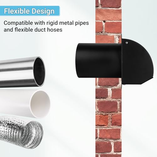 Neoaider 8 Inch Hooded Wall Vent Cover with Screen and Damper, 14GA/2MM Thick Heavy-Duty Steel Vent Covers for Wall, Vent Cover for Dryer Ventilation and Outdoor Air Exhaust, Black by Neoaider - Image 5