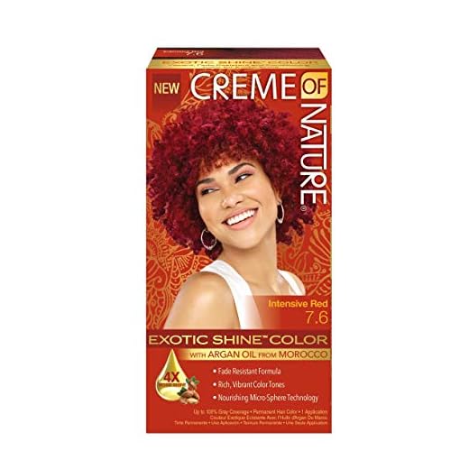 Exotic Shine Hair Color by Creme of Nature, 7.6 Intensive Red, with Argan Oil from Morocco, 1 Application