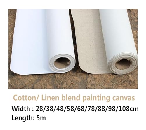 Gruntowana rolka płótna premium – długość 5 m, mieszanka lnu klasy artystycznej i 100% bawełna do malowania, rękodzieła, projektów DIY, idealna dla artystów i hobbystów