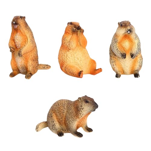Harilla Figurines d'action marmotte, 4 pièces, jouets cognitifs pour éducation précoce, Mini Statues de la faune, ensemble de modèles d'animaux simulés,
