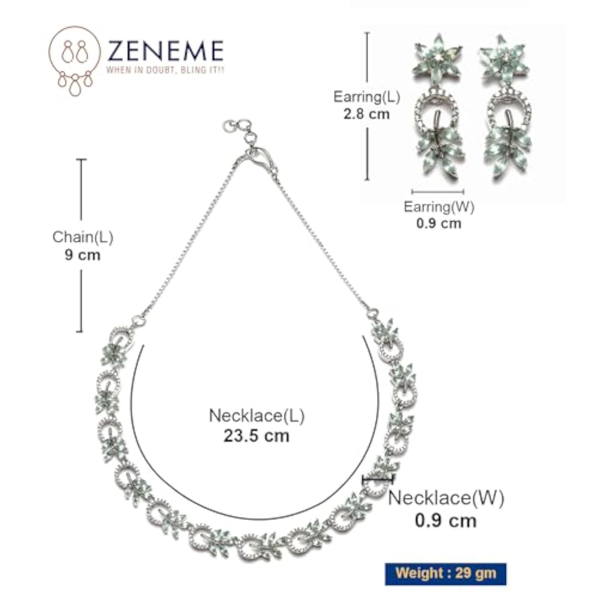 Rhodium-Plated Leaf & Circular Necklace With Earrings Set
