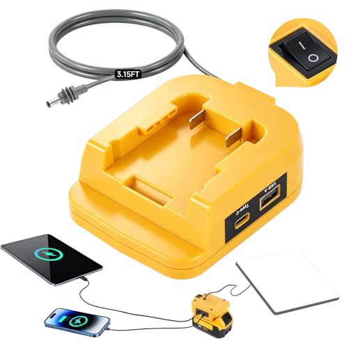 Image of Starlink Mini Battery Adapter Compatible with DeWalt 20V & Milwaukee 18V Lithium Battery, with Built-in Low Voltage Cut-off, Dual USB Ports & 3.28ft Power Cord, Ideal for Off-Grid RV Camping