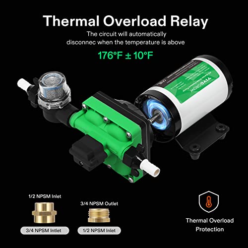 VIVOGROW Water Pressure Pump, 110V 5.5GPM 70 PSI Diaphragm Water Pump ...
