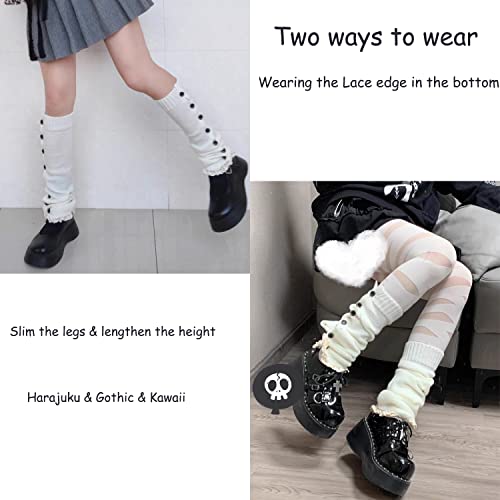 Image of Leg Warmers Harajuku with Lace Button Knit Harajuku Japanese Style Kawaii Lolita Gothic Flared and Loose Fit