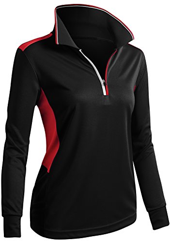 CLOVERY Golf Wear Moisture Wicking Long Sleeve Basic Polo Shirts BLACK US M/Tag M