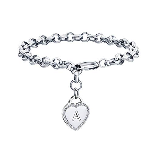 Caleesllc A Letter Initial Charm Bracelet Adjustable Stainless Steel Anklet Personalized Wrist Link For Women And Teen Girls #TOP6