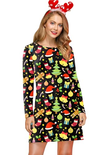 For G and PL Damen Weihnachten Vintage Retro Elegant Party Kleider Xmas Kleid Weihnachtskleid Weihnachten M