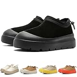 RVDDIHU Kids Suede Warm Platform Slippers for Boys Fashion Plush Mini Boots Girl Outdoor Ankle Snow Boots Big Little Kids Toddler Winter(Black/39)