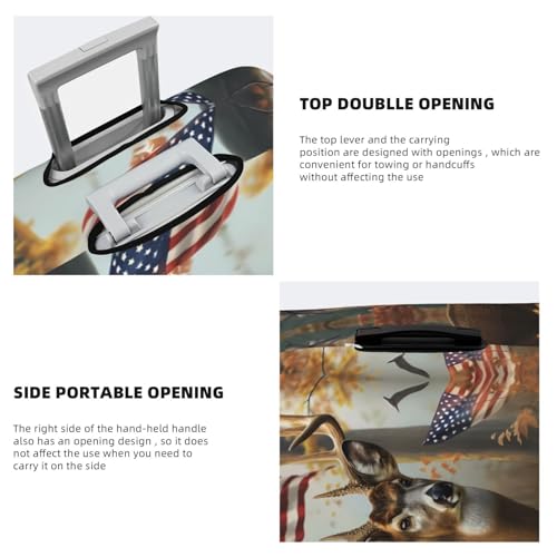 Travel Luggage Cover Protector - American Wildlife Deer Forest Anti-Scratch Suitcase Covers Fits 18-32 Inch Luggage3