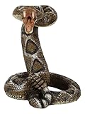 Ebros Gift Realistic Ferocious Attacking Diamondback Rattlesnake with Fangs Bared Hand Painted Taxidermy Figurine 5.25" High Lifelike Snake Snakes Reptile Family Animal Decor Sculpture