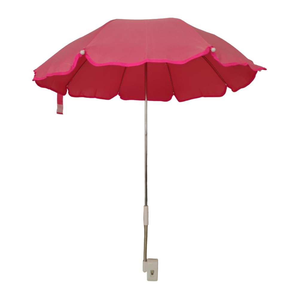 Mini Ombrellone ombrellino parasole per sdraio bimbi sedia da mare spiaggia 65cm con aggancio universale passeggino (ROSA)