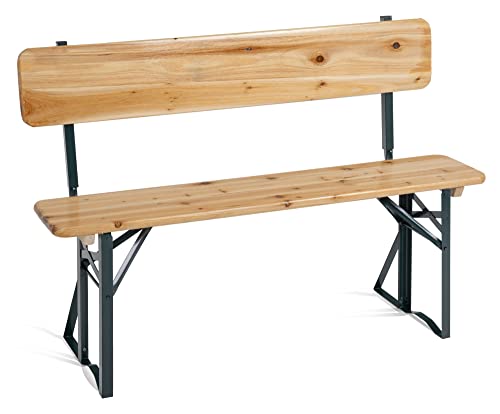 Stagecaptain BBB-119 Hirschgarten Bierzeltbank mit Lehne 119 cm 2X Set - 2 robuste, Kurze Bierbänke mit aufsteckbarer Lehne - Lackierte Oberfläche - Grün lackierte Stahlgestelle - Natur Stagecaptain BBB-119 Hirschgarten Bierzeltbank mit Lehne 119 cm 2X Set - 2 robuste, Kurze Bierbänke mit aufsteckbarer Lehne - Lackierte Oberfläche - Grün lackierte Stahlgestelle - Natur