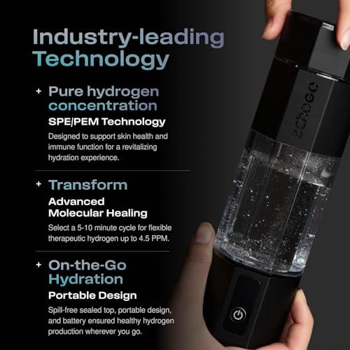 Echo Go+ Hydrogen Water Bottle - Water Ionizer Up to 4.5PPM - SPE & PEM Hydrogen Water Generator - Alternative to Hydrogen Water Pitcher - Black Hydrogenated Water Bottle - Image 4