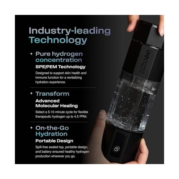 Echo Go+ Hydrogen Water Bottle - Hydrogen Infusion Technology - Rechargeable Water Bottle - SPE & PEM Purification - Active Hydration Support for Skin Health & Immune Function - 10 oz - Image 4