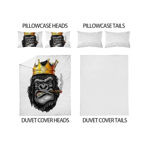 Housse de couette singe 200x200 anti-plis pour lit double ado - 4