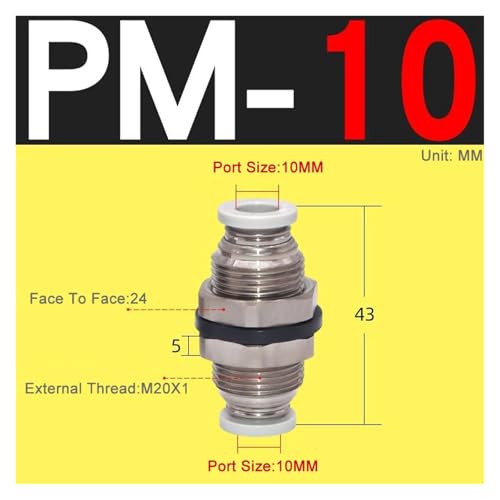 Conector rápido neumático PM10 y acoplamiento metálico de mamparo 2