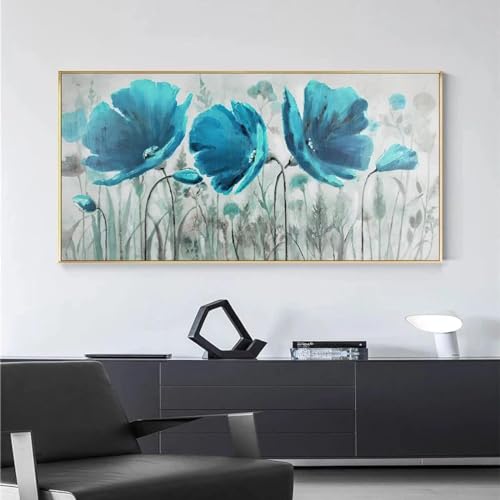 Toile murale fleurs bleues pour créer une ambiance apaisante