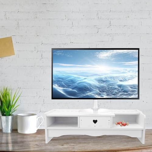 Elevador para Monitor de Computadora de PVC Blanco para Oficina, Diseño Simple y Práctico, Organizador de Escritorio miniatura 3