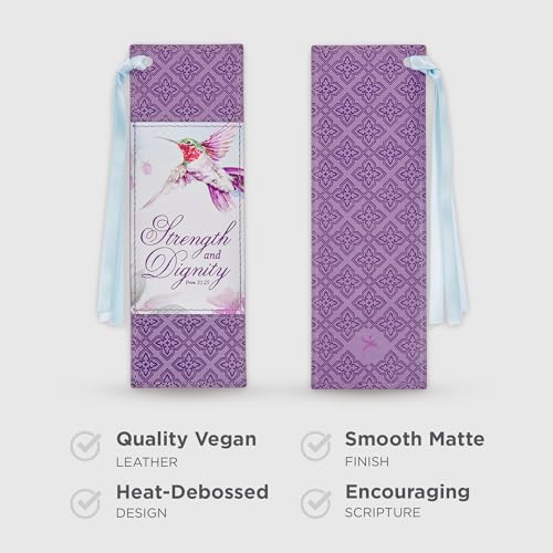 Image of Christian Art Gifts Faux Leather Bookmark for Women: Strength & Dignity