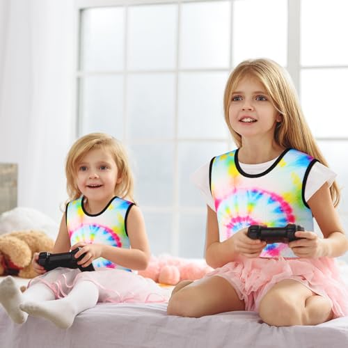 Image of Janmercy Kids Compression Vest Ages 2 to 9 Soft Adjustable Breathable Neoprene Comfort Vest for Boys Girls School Home Daily(Tie Dye,Small)