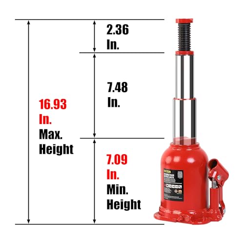 Image of Big RED 10 Ton (20,000 LBs) Torin Double Ram Welded Hydraulic Car Bottle Jack for Auto Repair and House Lift, Red, ATH81002XR