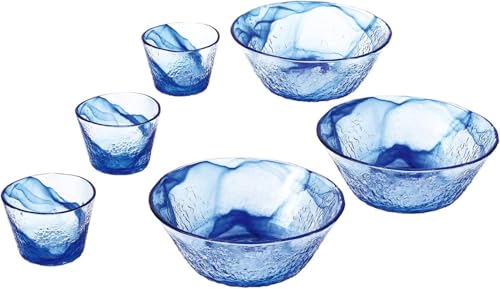 東洋佐々木ガラス 流蒼 そうめん3客セット G097-B71 おしゃれ