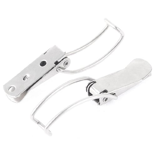 Image of Aexit 2 Set Padlocks & Hasps Toolbox Chest Boxes 4mm Mount Hole Dia Silver Tone Hasps Toggle Latch
