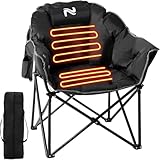 Slsy Heated Camping Chair Oversized, Outdoor Portable Heated Folding Chair, Heavy Duty 500 lbs Support, Padded Seat for Outdoor Sports, Camping, Patio, and Picnics