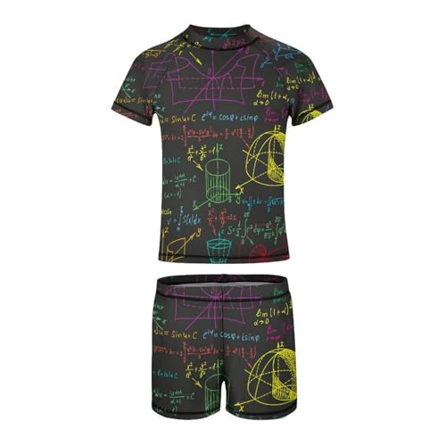 Math Science on The Black ChalkboardChildren's Swimsuits Boys Two Piece Suit7-9Y（120cm）4