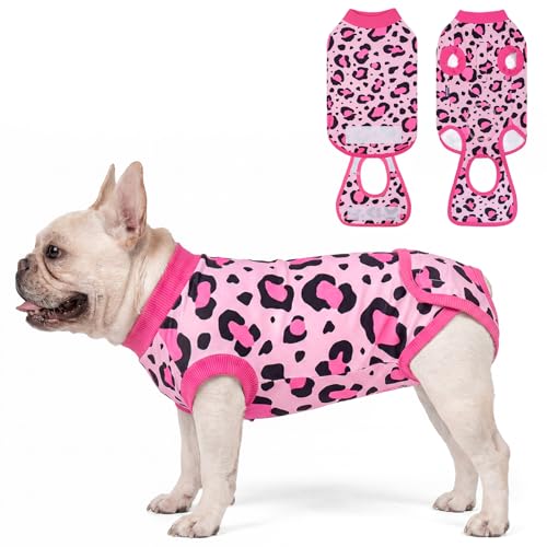 Image of cyeollo Dog Recovery Suit Female, Breathable Surgery Suit for Dogs Female After Spayed, Soft Surgical Body Suit Dog Onesie, E-Collar & Cone Alternative, Anti-Licking Wound Surgery Clothes, Leopard S