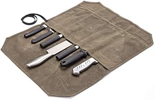 chengsan Heavy Duty 12OZ Waxed Canvas Chef Bag Knife Storage Roll Bag Portable 7 Slot Chef Bag Large Capacity Easy Carry With Wrapping Strap Superior Gift for Cooking Chef