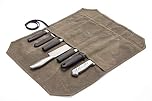 chengsan Heavy Duty 12OZ Waxed Canvas Chef Bag Knife Storage Roll Bag Portable 7 Slot Chef Bag Large Capacity Easy Carry with Wrapping Strap Superior Gift for Cooking Chef