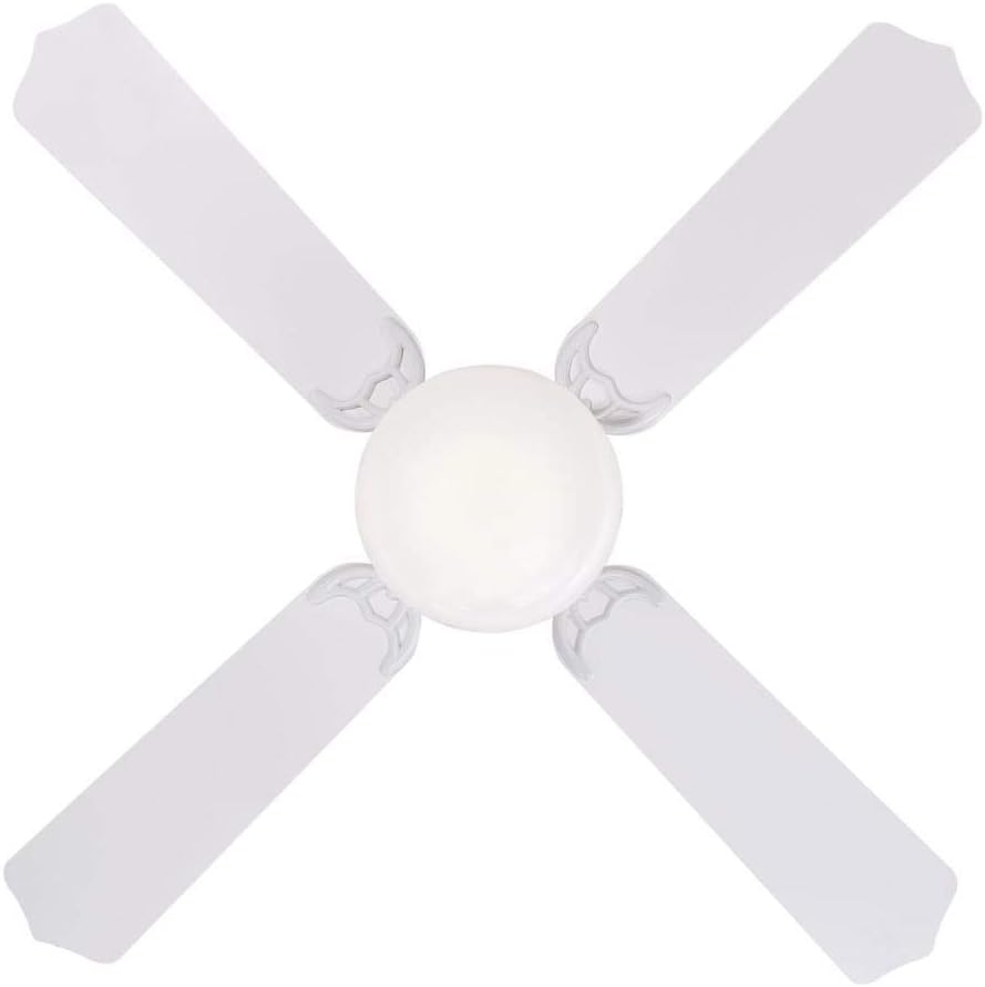Ciata Lighting 42-Inch Casanova Supreme Indoor Ceiling Fan in White Finish with LED Light Fixture in Opal Schoolhouse Glass with Reversible White/White Washed Pine Blades