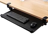 FlexiSpot Large Keyboard Tray Under Desk Ergonomic 25”x 12” C Clamp Mount Clamp-On Retractable Adjustable Mouse Computer Keyboard Platform Tray Slide-Out Keyboard Drawer Shelf (Black)