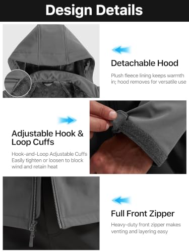 Image of FREE SOLDIER Men's Waterproof Softshell Jacket Fleece Lined Outdoor Jacket Tactical Military Hoodie Windbreaker