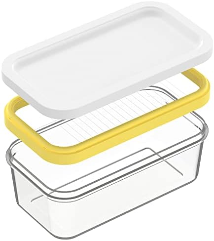 UNIVIVO Butter Slicer Cutter, Stick Butter Container Dish with Lid for Fridge, Easy Cutting Two 4oz Sticks Butter