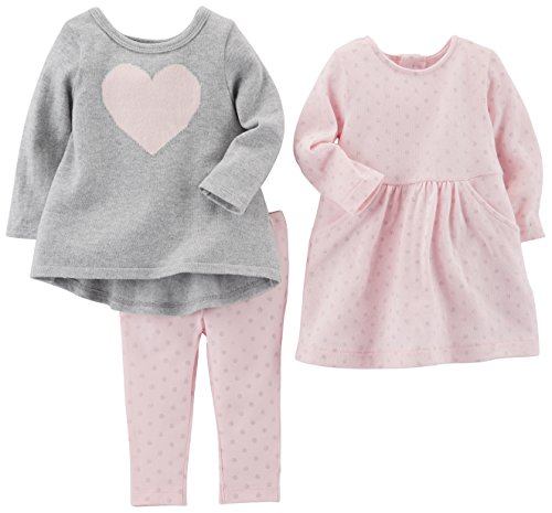 Carter's Baby Girls' 3-Piece Playwear Set, Pink Heart, Newborn #TOP28