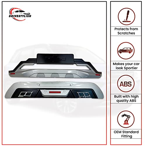 Image of Acrylonitrile Butadiene Styrene (ABS) Front & Rear Bumper Protector Guard for Hyundai Creta 2020