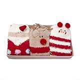 Christmas Fuzzy Socks for Girls - 3 Pairs of Women Cabin Slipper Socks Cute Animal Super Warm