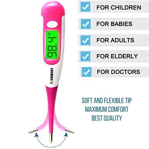 [ 2020 Thermometer ] Best Digital Medical Thermometer for Fever - Oral and Rectal Thermometer for Children Adults and Baby - Flexible Waterproof Tip -Large Lighted Display - Fast Readings  - Thumbnail 4