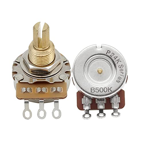 FLEOR 2pcs B500K Linear Pots 19mm Long Split Shaft Guitar Potentiometer, 24-Spline