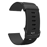 UMTELE Soft Silicone Strap with Quick Release Pins for Fitbit Blaze Watch (Black with black buckle, large)