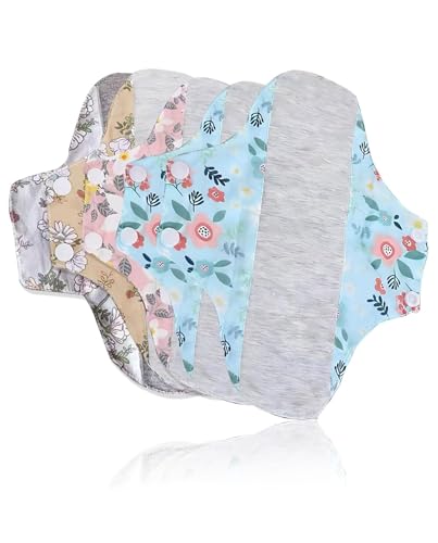 ZKUNL Algodón Orgánico 5 Piezas Salvaslip Reutilizables Lavables,4 Piezas 23cm 1 Pieza 28cm,Protectores de Bragas Menstruación,Previenen Fugas Orina