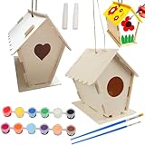 Casa de Pájaros, Casitas de Pajaros para Colgar en el Jardin con Agujeros Redondos y en Forma de Corazón