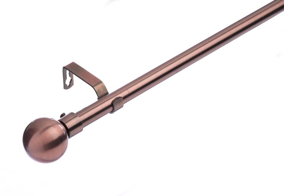 Lister Cartwright 19 mm Curtain Pole for Windows, Extendable 70–120 cm, Antique Copper Metal Rod with Ball Finials, Adjustable Drapery Pole for Eyelet Curtains, Living Room,Bedroom Non Slip — image 1