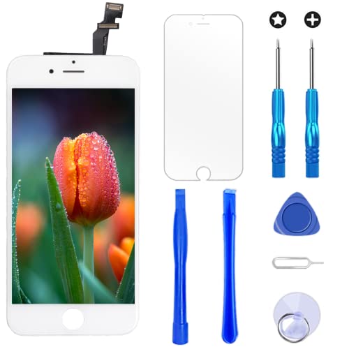 Brinonac Screen Replacement for iPhone 6 4.7 inch LCD Digitizer Touch Screen LCD Replacement Screen Frame Assembly Full Set with Tools and Screen Protector (White)