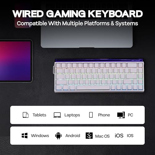 Image of MechLands Aula Hero68 HE Wired Magnetic Gaming Keyboard, Rapid Hall Effect Keyboard with 0.01mm Adjustable Actuation, 8kHz Polling, 5-Layer Sound Dampening, RGB Lightbox & Backlit (White)