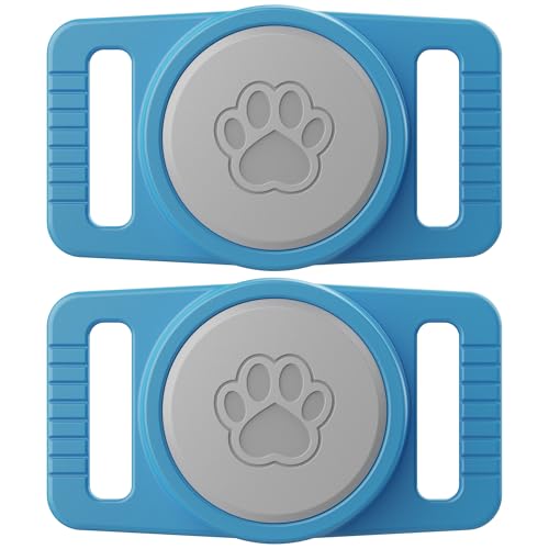 Image of GOCII for Airtag Dog Collar Holder 2 Pack,Waterproof Dog Collar Holder for Apple AirTag(Gen 1 & 2),Silicone Air Tags Case for Dog Collars(Blue & Gray)