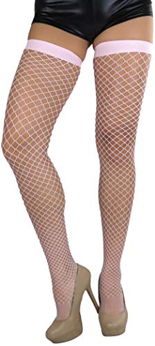 Image of ToBeInStyle Women's Vibrant Large Net Fishnet Thigh High Elastic Nylon Novelty Stockings